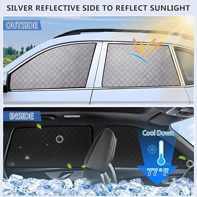 ZATOOTO Side Window Shade Cover for Toyota 4Runner 2017-Now, Double Layer Window Sunshade with Breathable Mesh Screen and Reversible Design Blackout Privacy Shade & UV Protection for Sleeping Camping
