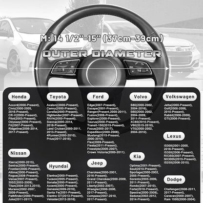 SEG Direct Steering Wheel Cover for Car, Standard Size 14.5-15 inch, Auto Interior Accessories, Black with Sliver Carbon Fiber Pattern