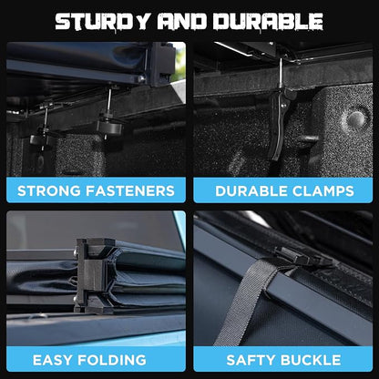 Truck Bed Tonneau Cover Compatible with Nissan Frontier 2005-2026 5 ft Short Box w/or w/o Track Rail, Soft Folding Style