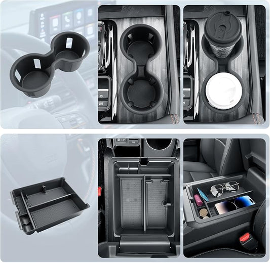 BIBIBO 2Pack for 2026 Honda Passport Center Console Organizer for 2026 Honda Passport Console Organizer+Cup Holder 2026 Passport Accessories 2026 Passport