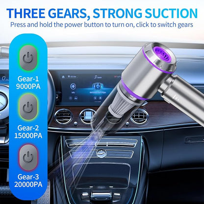 20000Pa Car Vacuum Cleaner High Power, Cordless Mini Vacuum Air Duster for Car Detailing Kit, 4-in-1 Portable Handheld Vacuum with Brushless Motor, Aspiradora para Carro, Home Office Pet (Purple)
