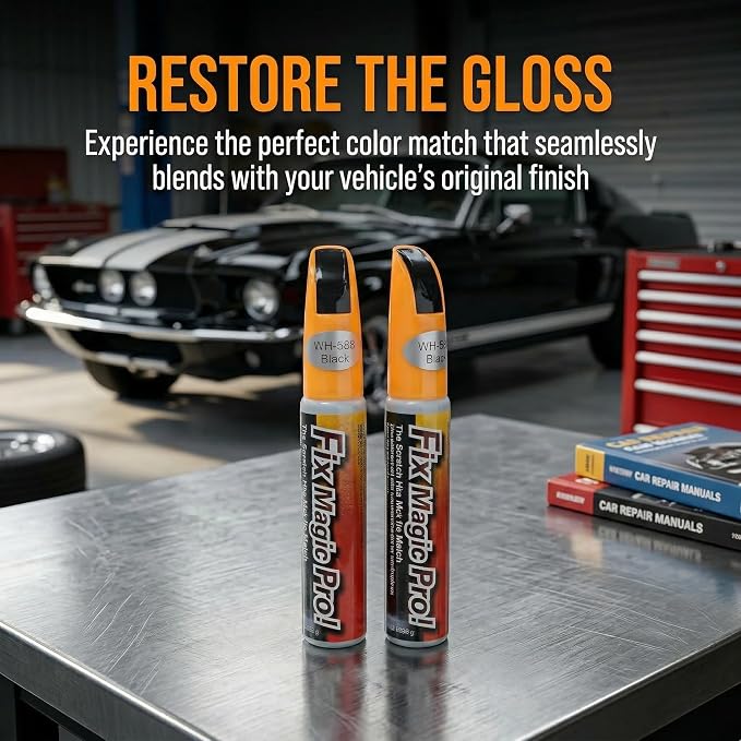 Universal Gloss Black Touch Up Paint for Cars, 2-in-1 Car Paint Pen & Car Scratch Repair Pen for Vehicle Scratches, Chips and Scuffs, Quick-Dry & Weather-Resistant Fix Kit - 2 Pack (12ml / 0.4 fl oz)