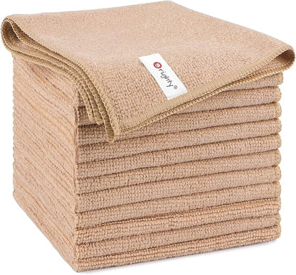 Orighty Microfiber Cleaning Cloth, 12 Pack Microfiber Towels for Cars, Highly Absorbent Car Cleaning Supplies, Lint Free Cloths Clean Rags for Car Care, House, Kitchen, 12x11 inch, Brown