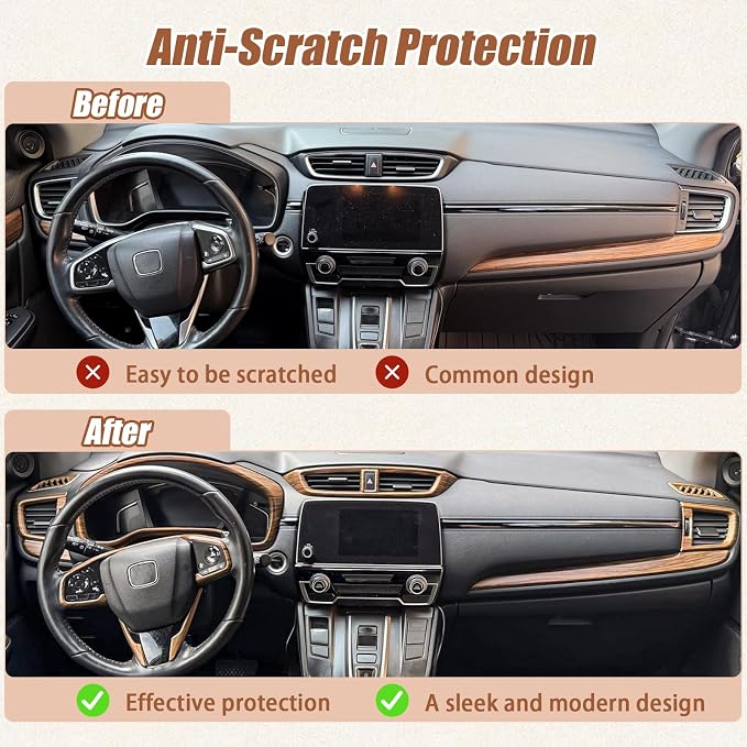 Interior Trim Kit for Honda CR-V 2017-2022 Wood Grain Pattern 9Pcs