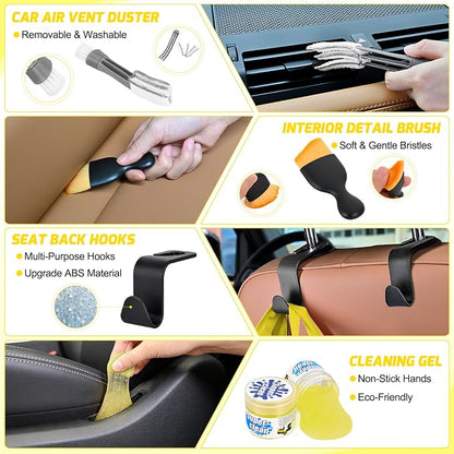 Nilight 52PCS Car Detailing Kit Auto Cleaning Tools Wash Set with Storage Carry Bag Home Use for Interior Exterior Deep Clean Polish Car Care Windshield Dashboard Seat Air Vents Wheels Tires, Yellow