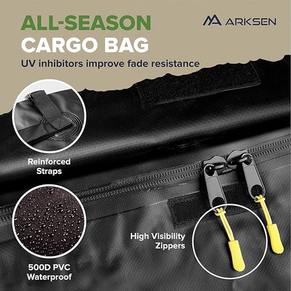 ARKSEN 64 x 50 x 6 Inch Universal Extra Wide 150LB Heavy Duty Roof Rack Cargo with 500D PVC Waterproof Cargo Bag, Car Top Luggage Holder Carrier Basket for SUV, Truck, & Car Steel Construction
