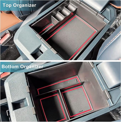 CDEFG for 2022-2026 Maverick Center Console Organizer Tray 2022 2023 2024 2025 2026 Ford Maverick Armrest Trays Storage Box Coin Container 2022-2026 Maverick Truck Accessories, 2-Pack(Red Trim)