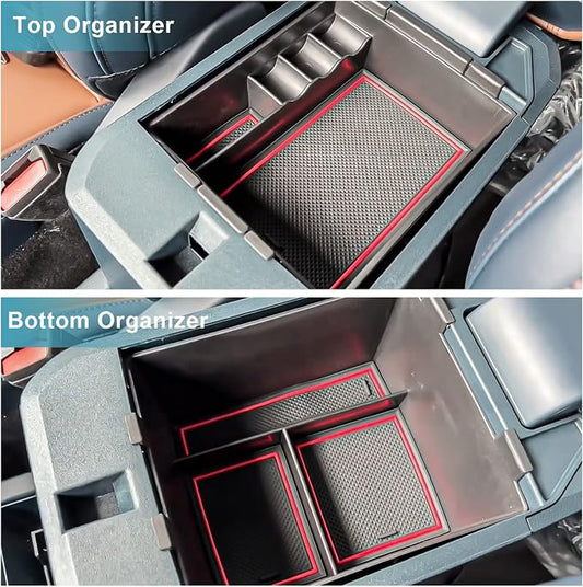 CDEFG for 2022-2026 Maverick Center Console Organizer Tray 2022 2023 2024 2025 2026 Ford Maverick Armrest Trays Storage Box Coin Container 2022-2026 Maverick Truck Accessories, 2-Pack(Red Trim)