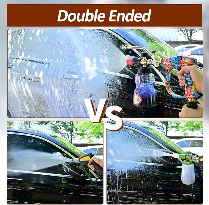 BEAR FORCE Foam Cannon Dual-Connector Accessory, Pressure Washer Double Tip Attachment for Soap Cannon, 5 Pressure Washer Sprayer Nozzles #035, 1/4" Quick Connect, for Car Wash, Car Detailing