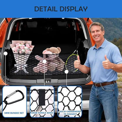 Envelope Style Cargo Net for 2020-2025 2026 Ford Explorer Accessories, Rear Trunk SUV Mesh Cargo Net, Upgraded 5mm Bungee & Double-Layer Nylon Storage Tailgate Netting Grocery&Tools Holder Organizer