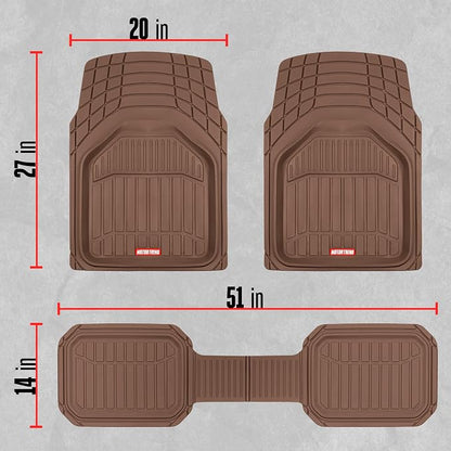Motor Trend 943-BW FlexTough Defender Car Floor Mats -Next Generation Deep Dish Heavy Duty Contour Liners for Car SUV Truck & Van-All Weather Protection, Trim to Fit Most Vehicles (Brown)