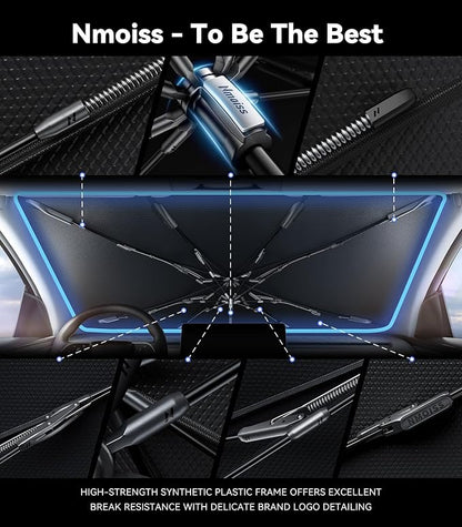 Nmoiss Windshield Sun Shade Umbrella for Sierra - [Vinyl Coating Heat Shield] Protect Car from Sun Rays & Heat Damage Keep Cool and Protect Interior, Spring Structure Edge