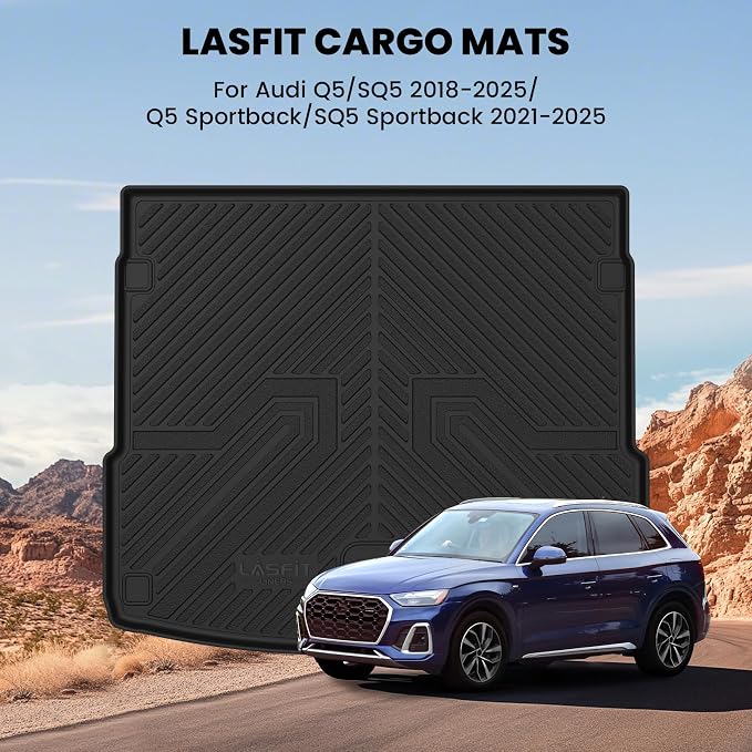 LASFIT Cargo Mat for Audi Q5/SQ5 2018-2025(Include Q5/SQ5 Sportback), Custom Fit All-Weather TPE Trunk Mat for Audi Accessories, Waterproof, Easy to Clean, Black