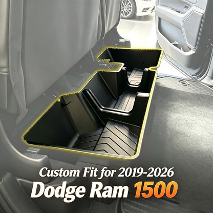 Under Seat Storage Boxes - Compatible with 2019-2026 Dodge Ram 1500 Crew Cab (Not for Classic), Heavy Duty Upgraded Rear Under Back Seat Storage Truck Cargo Black Tool Box Organizer