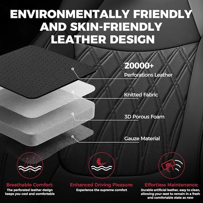 FREESOO Custom Seat Covers for Toyota RAV4 2019 2020 2021 2022 2023 2024 2025 LE XLE Limited XLE Premium Gas, RAV4 Leather Car Seat Covers Interior, RAV 4 SUV Accessories Full Set, Black