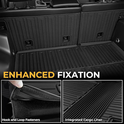 Floor Mats for Jeep Cherokee 2019-2023, All Weather Floor Mats Trunk Cargo Liner with Backrest Protectors and Door Sill Guards Accessories, Full Coverage Set