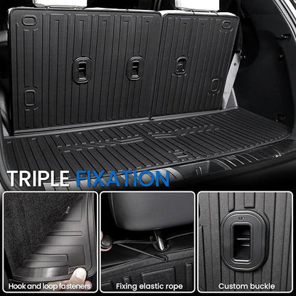 Floor Mats Cargo Mat Set for 2020-2024 2025 Hyundai Palisade 7/8 Seat, All Weather TPE Cargo Liner Backrest Mats Trunk Lower Car Mat Accessories for Palisade Calligraphy