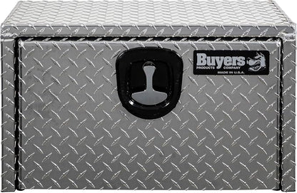 Buyers Products 1705150 Diamond Tread Aluminum Underbody Truck Tool Box, 14 x 12 x 24, Made in USA, .100 in. Thick, Corrosion Resistant, Locking Compression Latch, Secure Storage for Work Trucks