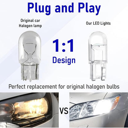 ecocstm 30 PCS Car 194 LED Bulbs, 168 2825 W5W T10 Wedge COB LED Replacement Bulb, Error Free Interior Bulb for Dashboard Light, Dome Lights (Blue)