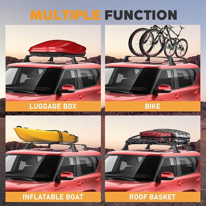 Anti-Theft 220lbs Heavy Duty Roof Rack Cross Bar Compatible with Kia Soul 2020 2021 2022 2023 2024 2025 2026 Roof Rack Cross Bars Aluminum Roof Racks Cross Rail