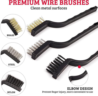 TAKAVU Car Detailing Kit & Detailing Brush Set, 12 Pc - Detail Brushes, Wire Brushes, Vent Duster & Microfiber Towel for Car Interior, Engine Bay, Wheels, Exterior & Motorcycle