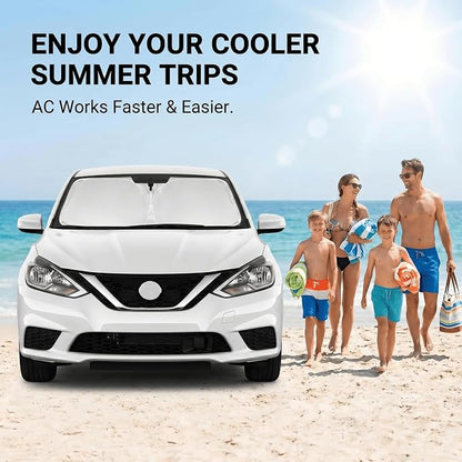 for Nissan Sentra Windshield Sun Shade 2014-2019 - Front Window Shade Custom Fit Sentra Accessories Sun Visor Foldable Shade Blocks UV Rays Summer Must Have Car Accessories