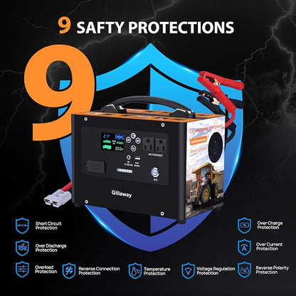 Gillaway V10 10000A Car Jump Starter, Portable Power Station Backup Lithium Battery，12V/24V Heavy Duty Truck Jump Starter Battery Pack, Power Bank for Outdoors Camping Travel Hunting Blackout
