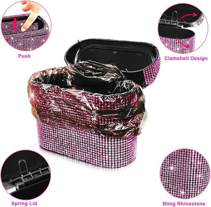 Accmor Car Trash Can with Lid, Mini Auto Dustbin Garbage Can, Car Accessories for Interior, Vehicle Can Garbage Bin with 30pcs Trash Bags, Multipurpose Organizers for Home, Office, Cars, SUV, Truck