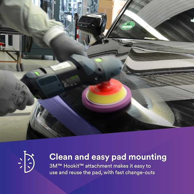 3M Perfect It 1 Step Foam Finishing Pad, 33036, Flat Back Hook it, Surface Buffing, Collision Repair, High Gloss Polish, 8 in, 2 Pads/Bag