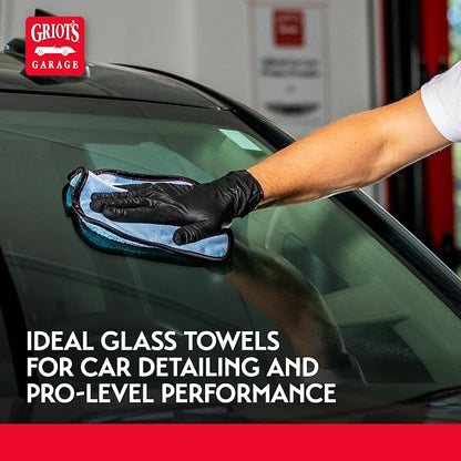 Griot's Garage PFM Dual Weave Glass Towels for Car Windows and Windshield Cleaning, Cloths for Auto Detailing, Double-Sided, Set of 4, 9" x 9", 55582