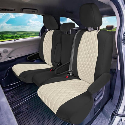 FH Group Custom Fit Car Seat Covers Specifically Made for Toyota Sienna 2011-2020, Car Seat Cover Full Set, 8 Seater Automotive Seat Covers in Beige Neoprene, Waterproof and Washable Seat Covers