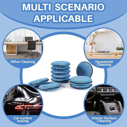 Sukh 12 Pack Microfiber Foam Car Wax Applicator Pad - Foam Applicator Pads Detailing Round 4.72 inch Polishing Sponges for Car Wax Applicator Pad Round Blue