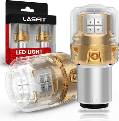 LASFIT 1157 LED Bulb Red for Brake Tail Lights, Upgraded 500% Super Bright 2057 2357 7528 BAY15D LED Lamps with Projector Lens Replacement for Inner Taillights Stop Lights, (2-Pcs)