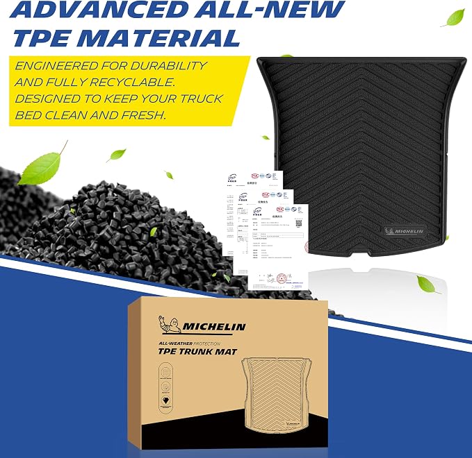 Michelin Vehicle Mat, All-Weather TPE Custom Fit Liner for Tesla Model Y 5 Seat Standard Trunk Mats 2025-2027 (3 Piece), Not Fit Premium or Performance, Premier