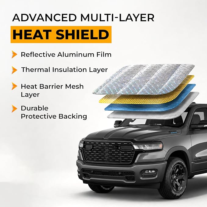 EcoNour Holographic Windshield Sunshade for SUV Truck | Foldable Accordion Sunshade | Car Sun Shade Windshield UV & Heat Reflective Sun Blocker for Car Windshield | Truck 66 x 28 Inches