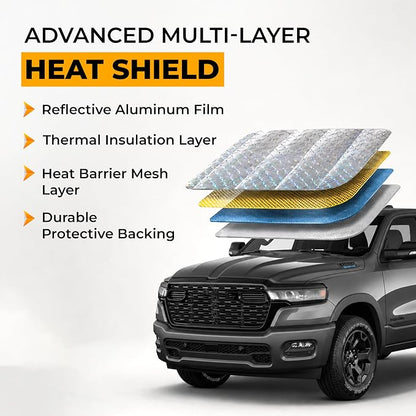 EcoNour Holographic Windshield Sunshade for SUV Truck | Foldable Accordion Sunshade | Car Sun Shade Windshield UV & Heat Reflective Sun Blocker for Car Windshield | Truck 66 x 28 Inches