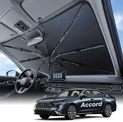 2026 Upgraded Windshield Sun Shade Umbrella for Honda Accord [Precision Custom Fit, Superior UV & Heat Block] Cooling Tech Fabric, Durable Foldable with Storage Bag, Fits 2000-2026