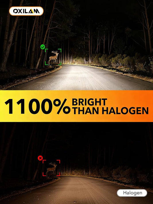 OXILAM H13 LED Light Bulb, 1100% Brighter 9008 Fog Bulb, 60,000Hrs Lifespan, 5MIN Direct Plug, IP68, Anti-Flicker LED Light for Cars Trucks SUVs, Pack of 2