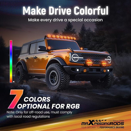 maXpeedingrods 3.5 Inch LED Off Road Lights 160W 19200LM, Auxiliary Fog Light Spot, 7 RGB Colors for Ambient, 270°Side Shooter Wide Range, Light Bar for Jeep SUV Pickup ATV with Black Covers