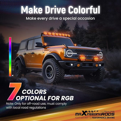 maXpeedingrods 5 inch 212W LED Off Road Lights, 7 RGB Colors LED Pod Light, Auxiliary Driving Lights 25440LM 3Modes, w/ 270°Side Shooter and Black Covers Spot Light for Jeep SUV Pickup ATV