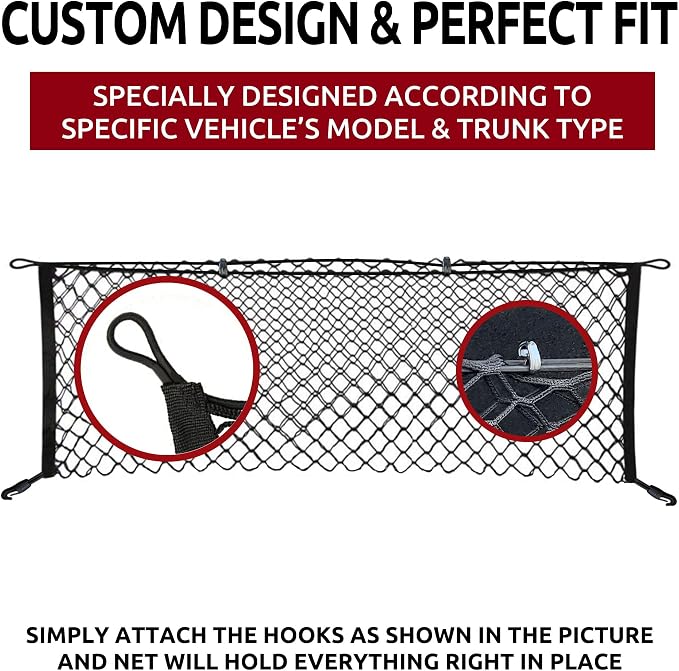 Envelope Style Trunk Mesh Cargo Net for Hyundai Tucson SE/SEL/N Line 2022-2026 - Car Accessories - Premium Trunk Organizers and Storage - Cargo Net for SUV - Vehicle Carrier Organizer