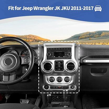 RT-TCZ for Jeep JK Silver Dash Accents Radio A/C Controls Cover Trim for Jeep Wrangler JK JKU 2011-2017 ABS Interior Accessories 2pcs