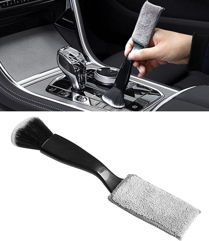 Universal 2 in 1 Duster for Car Clean,Car Bursh Tool,Double Head Brush,Auto Interior Detailing Brush,Soft Car Interior Detailing Brush Dust Brush (Black)