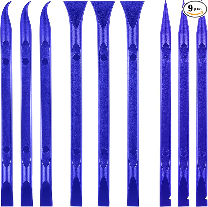 9 Pieces Plastic Scraper Tool Scratch Free Crevice Cleaning Sticker Remover Tool Multipurpose Non Scratch Scrapers for Tight Spaces, Kitchen, Crevices, Auto Detailing, Paint