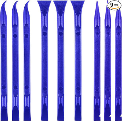 9 Pieces Plastic Scraper Tool Scratch Free Crevice Cleaning Sticker Remover Tool Multipurpose Non Scratch Scrapers for Tight Spaces, Kitchen, Crevices, Auto Detailing, Paint