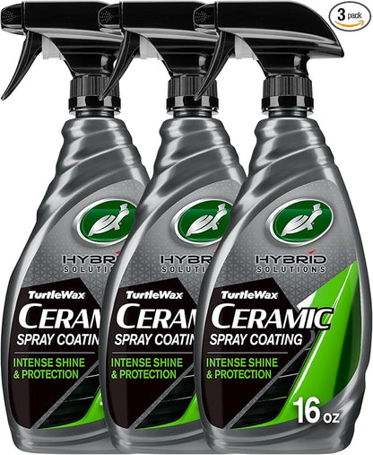 Turtle Wax Hybrid Solutions Ceramic Spray Coating, High Shine Car Wax, Offers Durable Paint Protection, Extreme Water Beading Action, Safe for Glass, Wheels, Trim and More, 16 oz (Pack of 3)