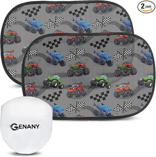 GENANY 2pcs Truck Window Sun Shade for Sedan SUV Truck (21x14 Inches), Sun Shades for Side Window, Accessories for Kids, Baby Window Shades, Summer Car Decor