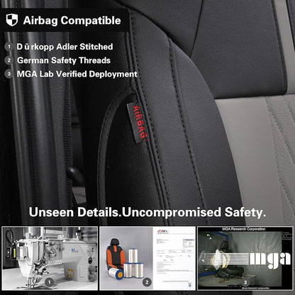 EKR Rav4 Seat Covers Custom Fit for Toyota Rav4 2016 2017 2018(Hybrid) LE,SE,XLE,Limited, Leather Car Seat Cover Full Set for SUV,Faux Leather(Black+Light Gray-1)