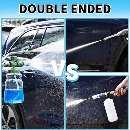 Foam Cannon Dual Connector Accessory,Pressure Washer Double Tip Attachment for Foam Blaster with 7 Power Washer Sprayer Nozzles, 1/4" Quick Connect, 3600 PSI