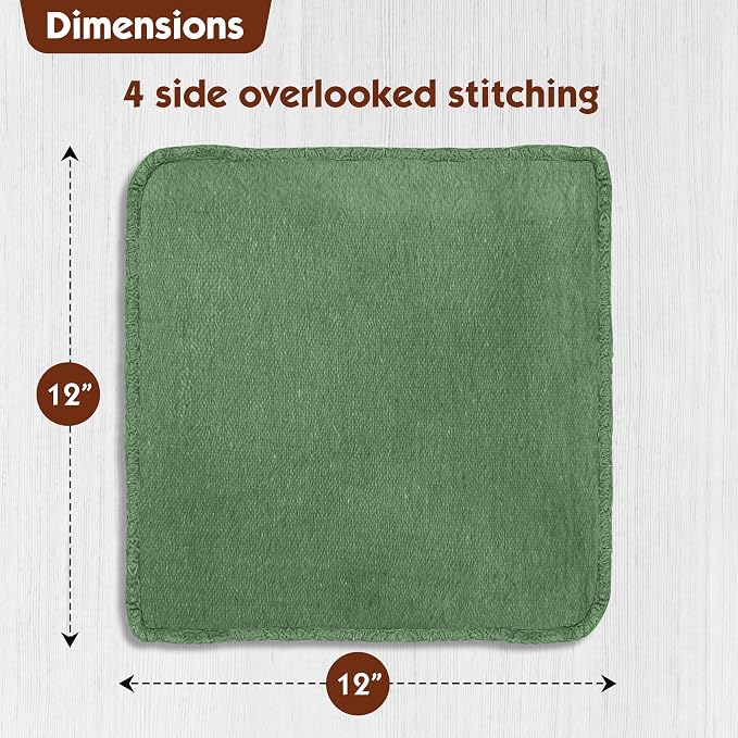 Nabob Wipers Auto Mechanic Shop Towels 25 Pack Bulk Shop Rags 100% Cotton Size 14"x14" Commercial Grade (25 Pack, Green)